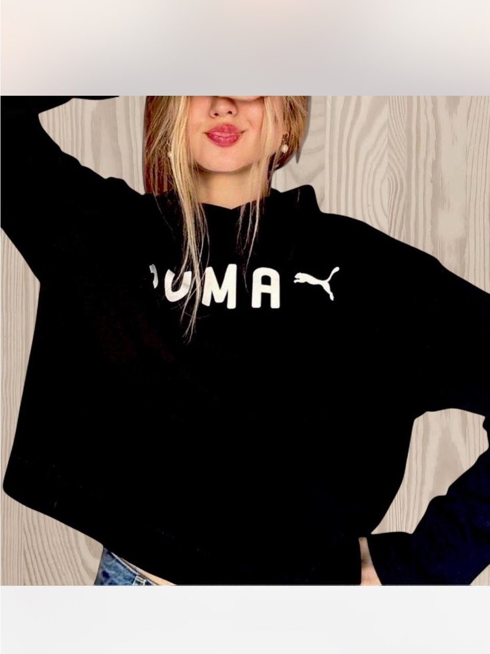Puma Black Cropped Logo Sweatshirt